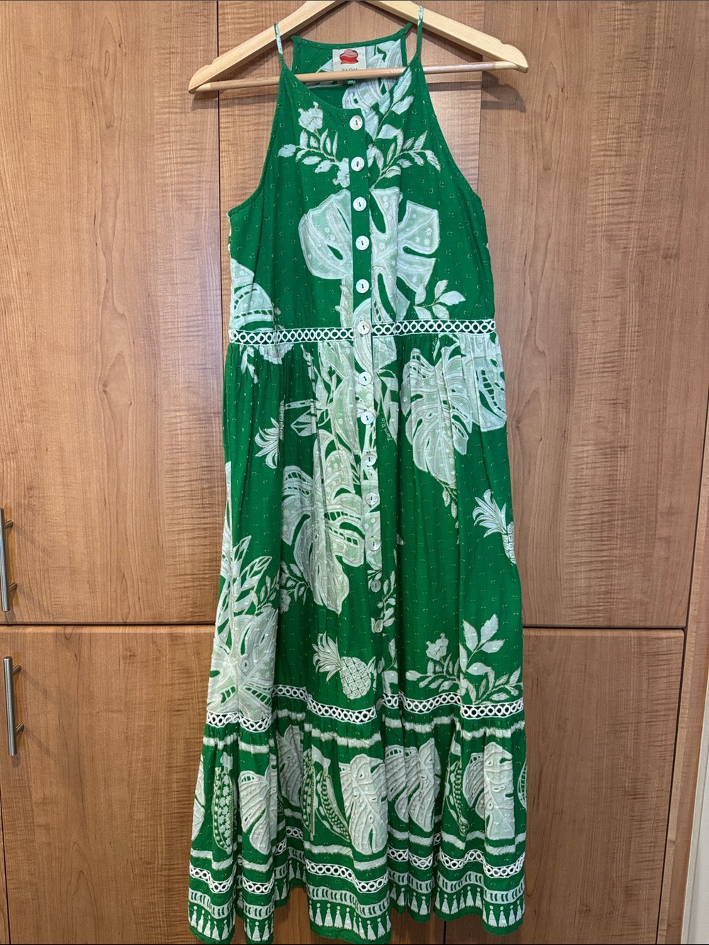 Farm Rio Green Tropical-Print Maxi Dress